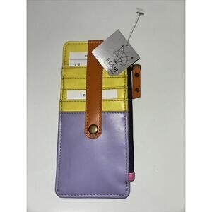 NWT FOXIE Vegan Leather Wallet Card Holder Zip Up Multi Color Dopamine 80s Eco‎